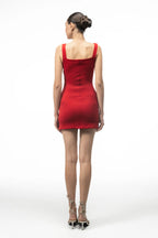 EMBELLISHED RED MINI DRESS