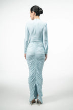 ICE BLUE DRAPED MAXI DRESS