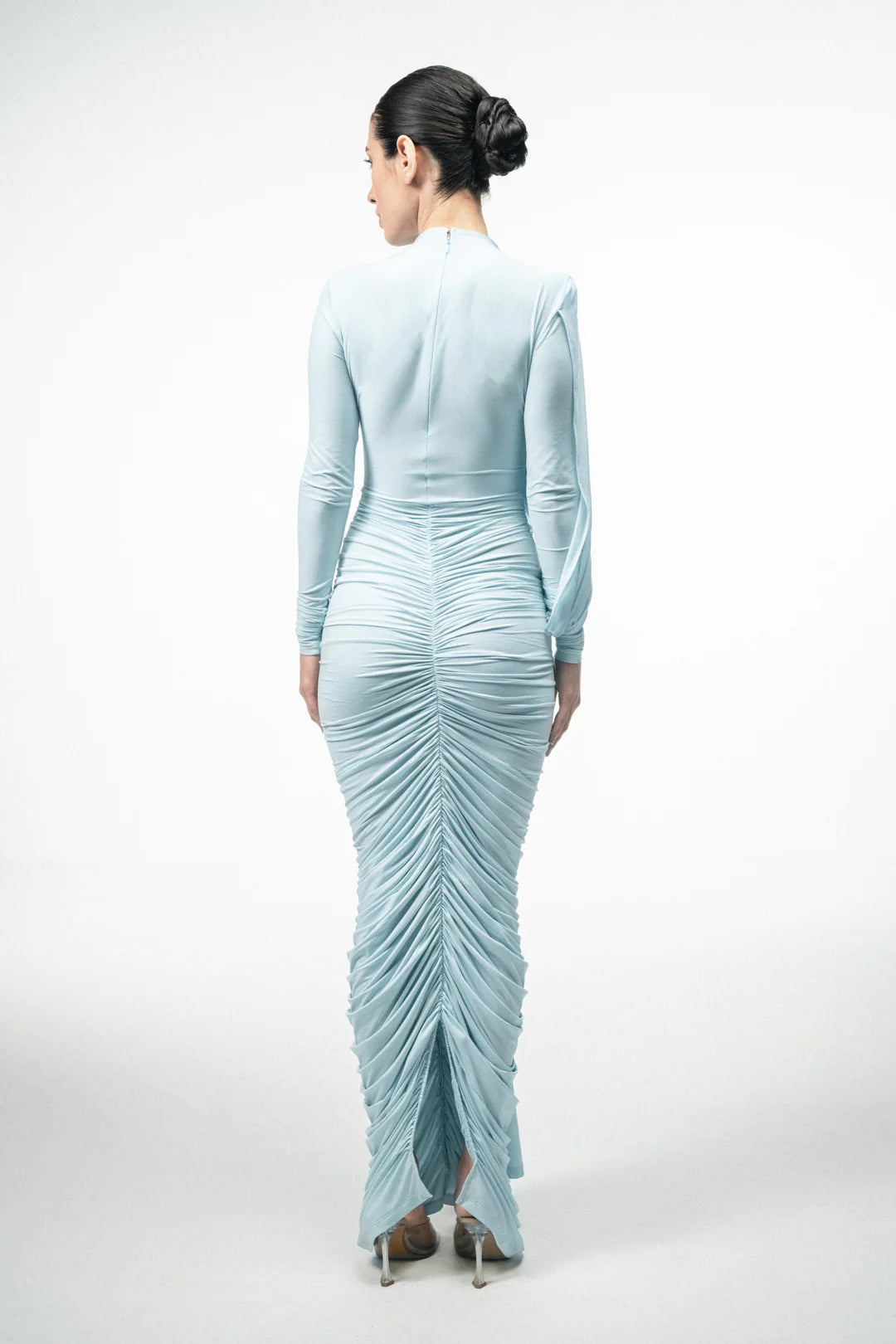 ICE BLUE DRAPED MAXI DRESS